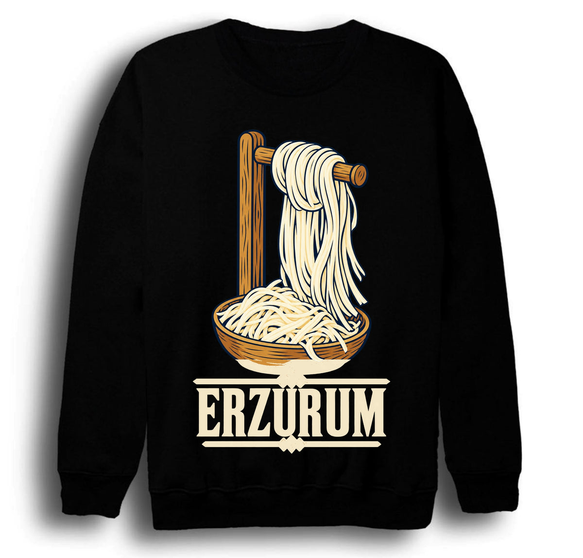 Erzurum Civil Peyniri baskılı siyah sweatshirt