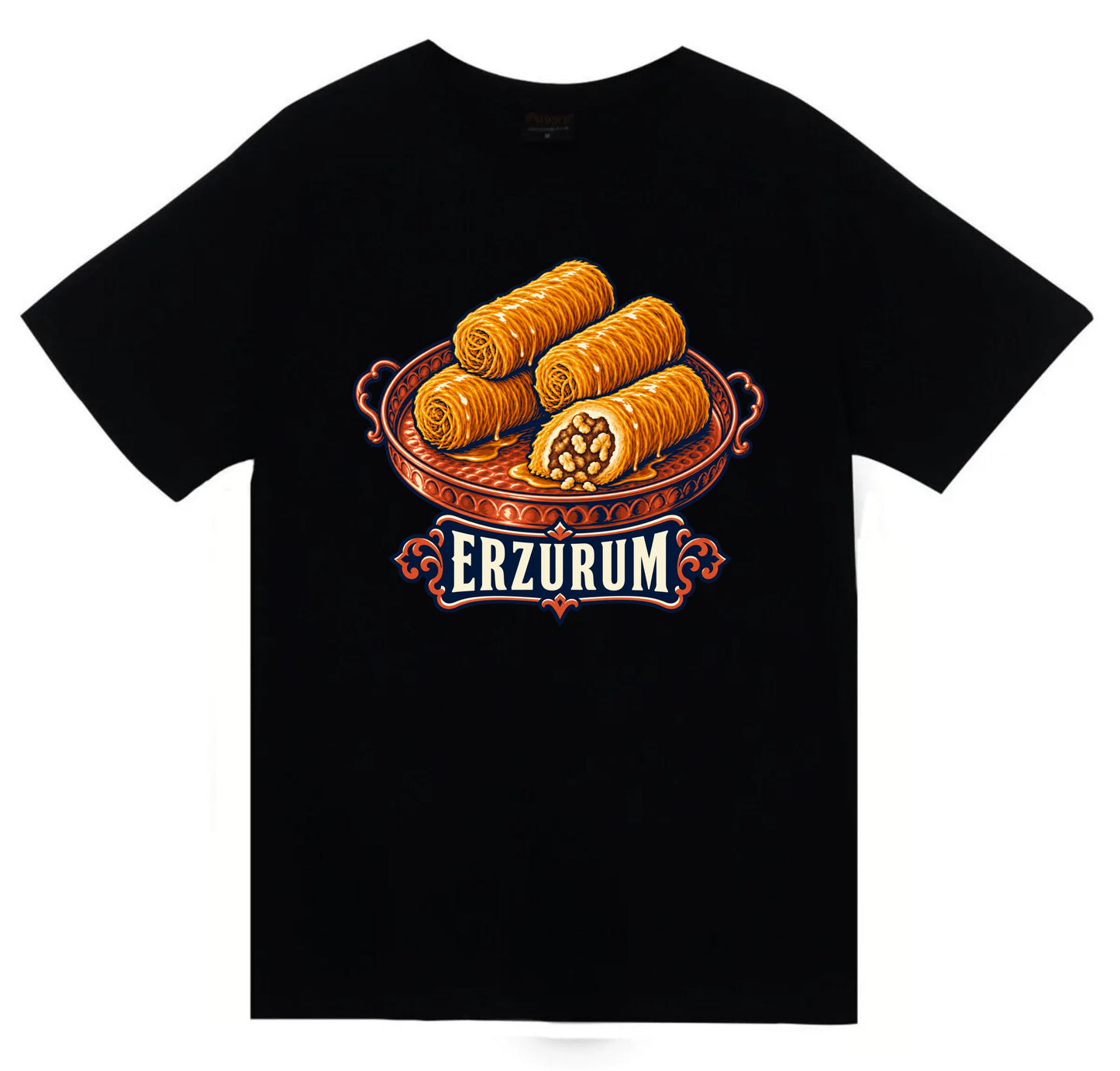 Erzurum Kadayıf Dolması baskılı siyah t-shirt
