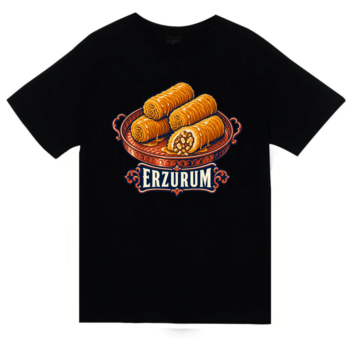 Erzurum Kadayıf Dolması baskılı siyah t-shirt