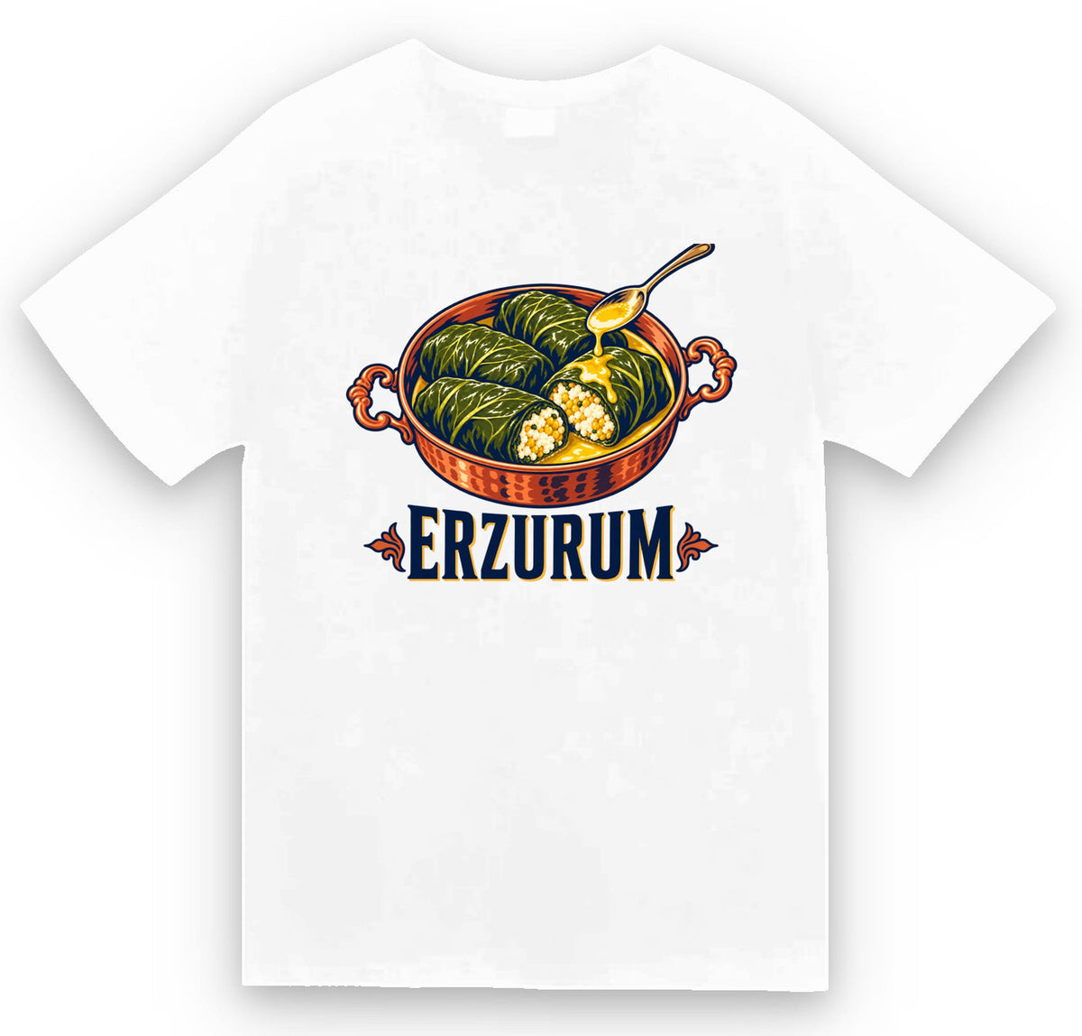 Erzurum Lor Dolması baskılı beyaz t-shirt