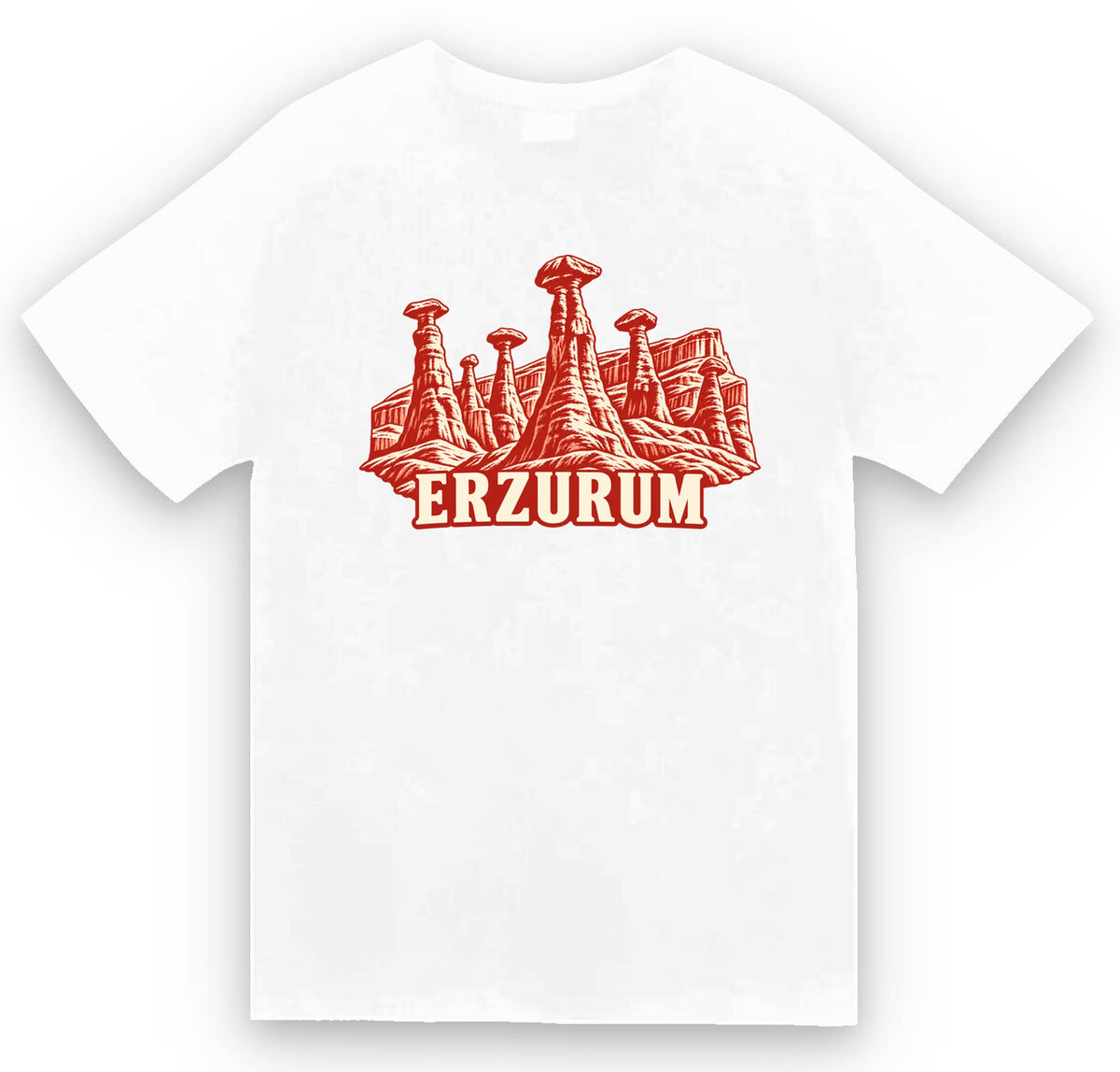 Erzurum Narman Peribacaları baskılı beyaz t-shirt