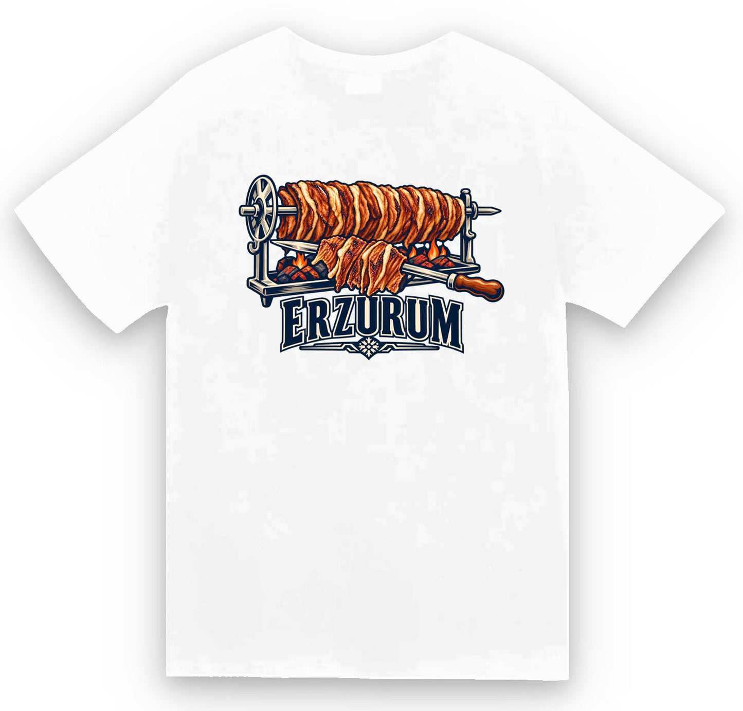 Erzurum Oltu Cağ Kebabı baskılı beyaz t-shirt