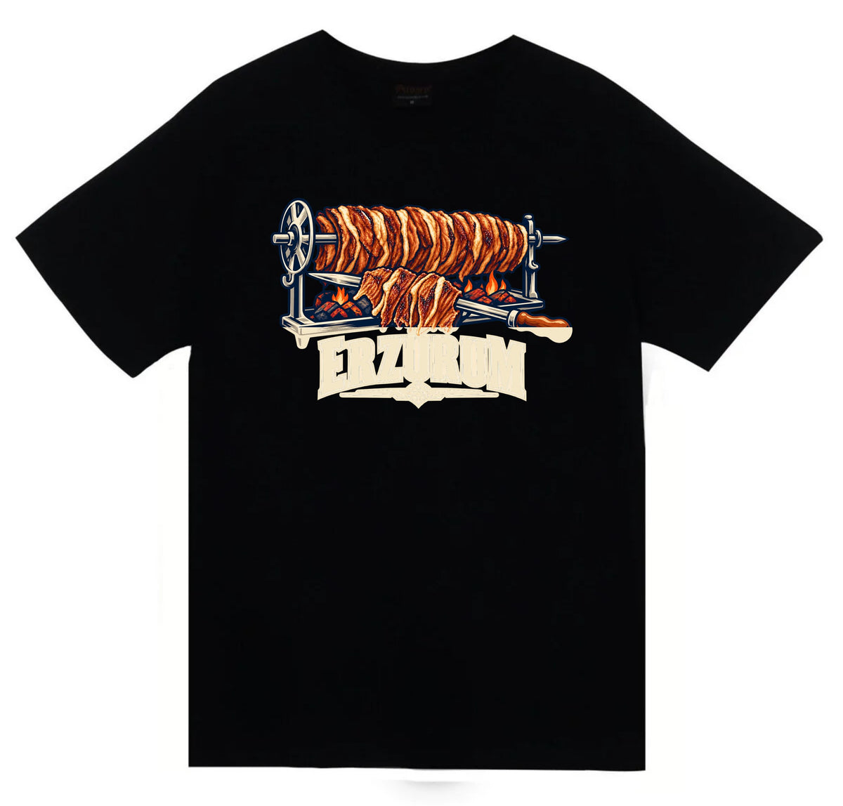 Erzurum Oltu Cağ Kebabı baskılı siyah t-shirt