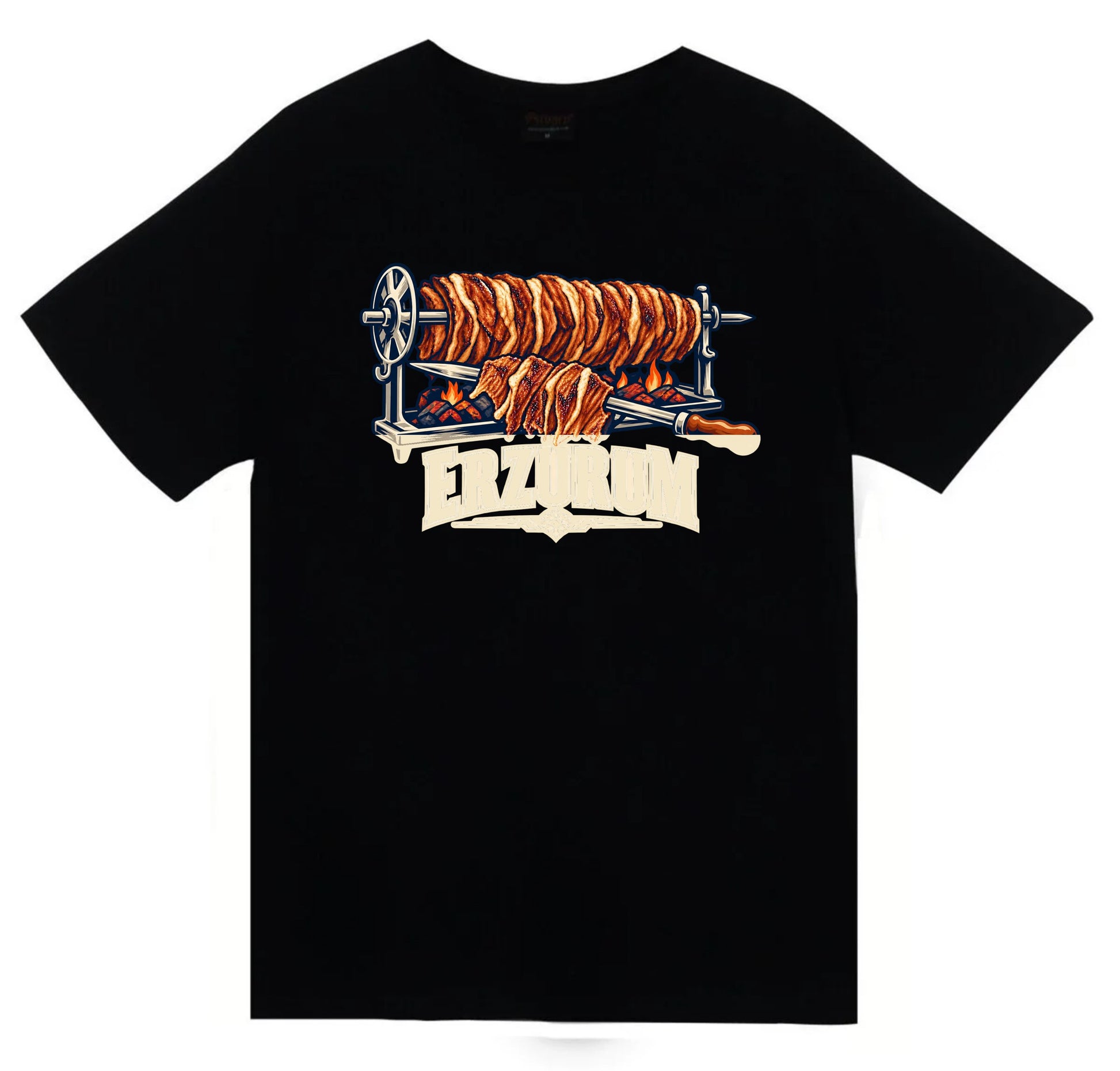 Erzurum Oltu Cağ Kebabı baskılı siyah t-shirt