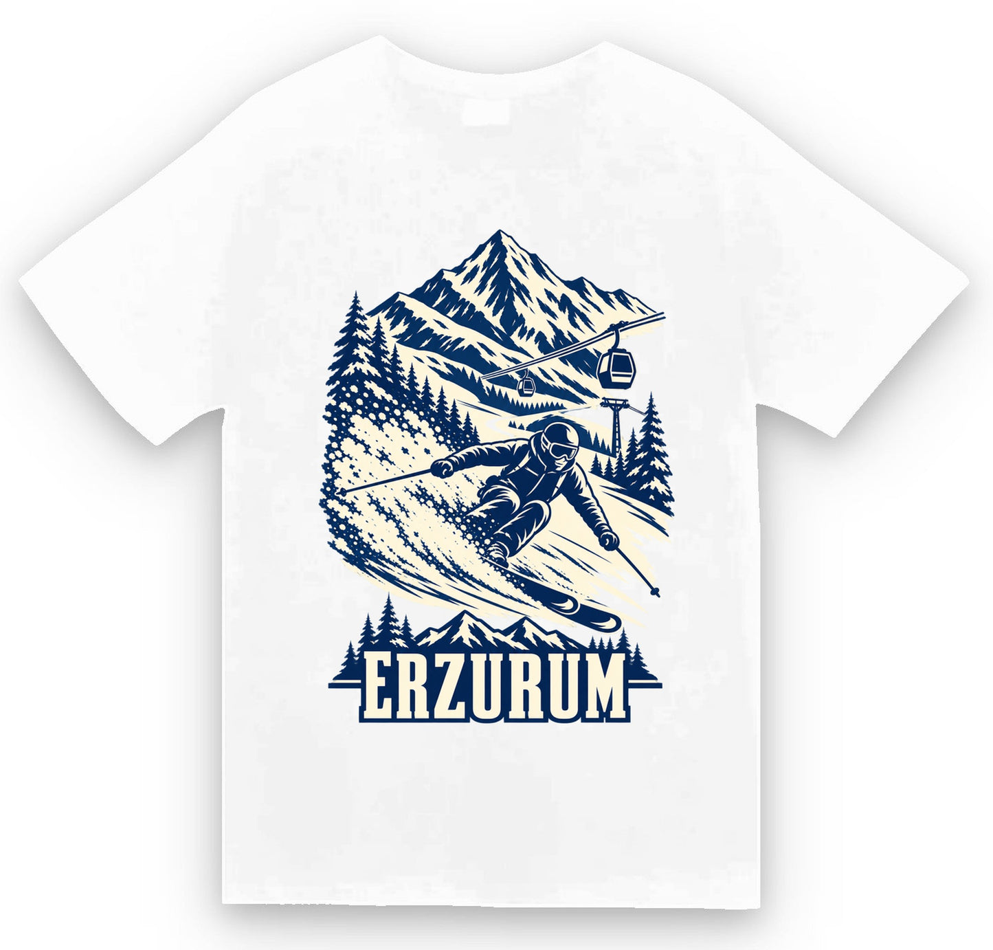Erzurum Palandöken baskılı beyaz t-shirt
