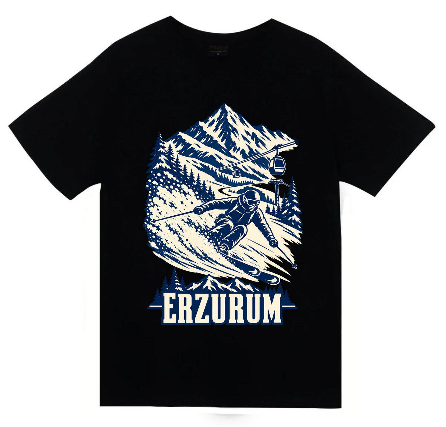 Erzurum Palandöken baskılı siyah t-shirt
