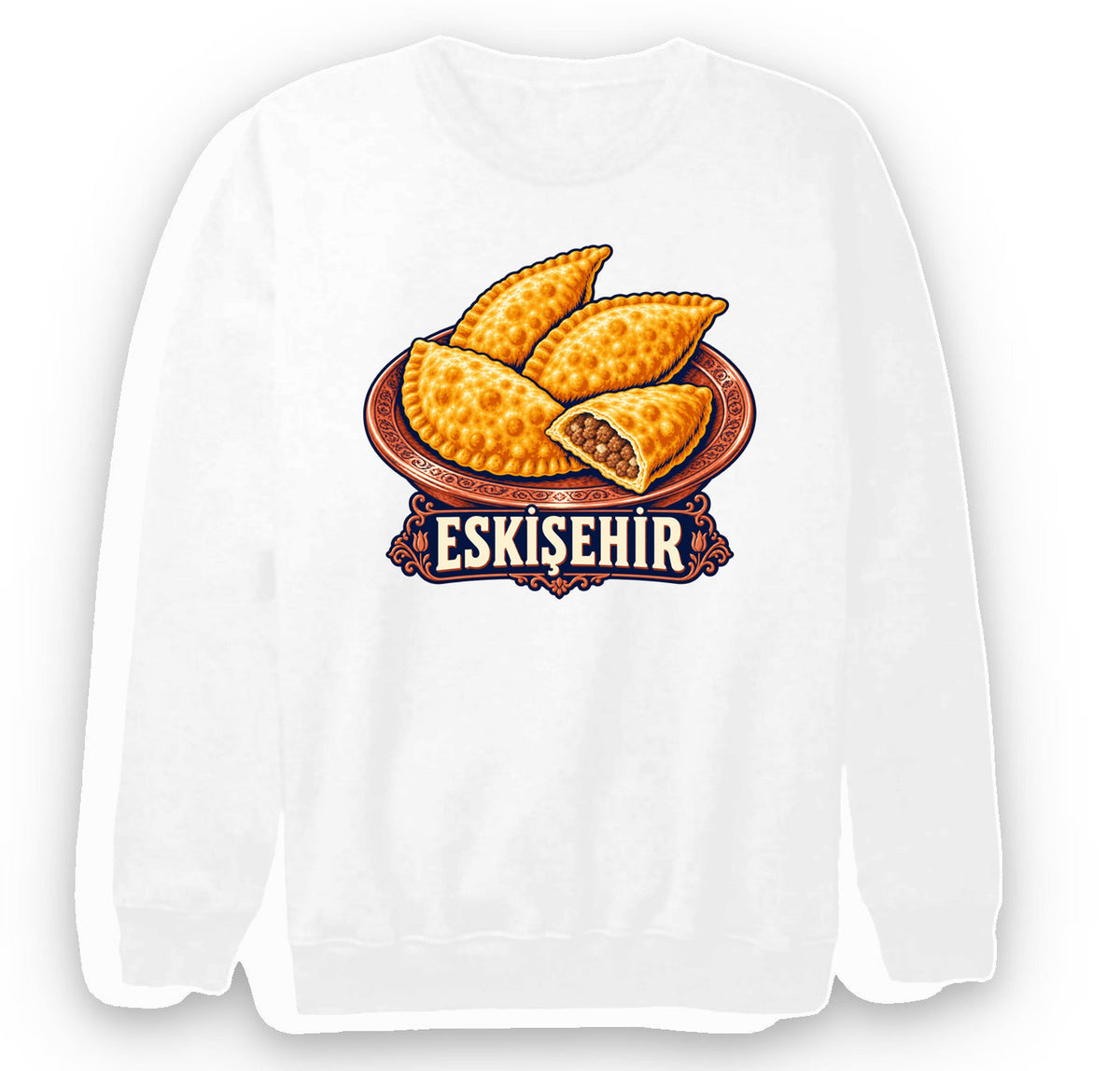 Eskişehir Çibörek baskılı beyaz sweatshirt