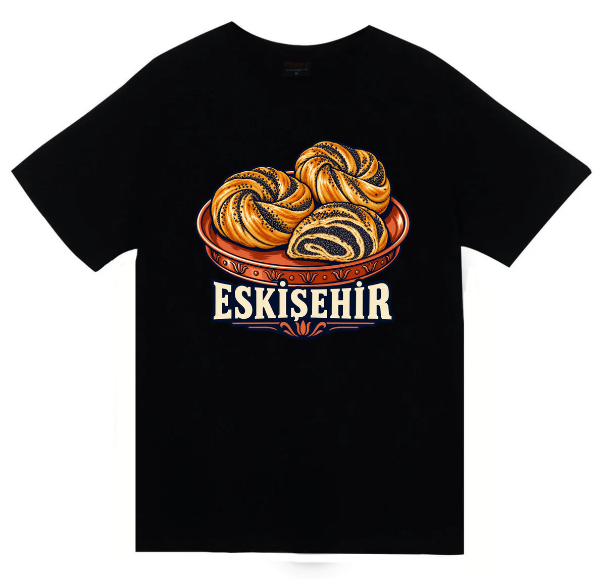 Eskişehir Haşhaşlı Bükme baskılı siyah t-shirt