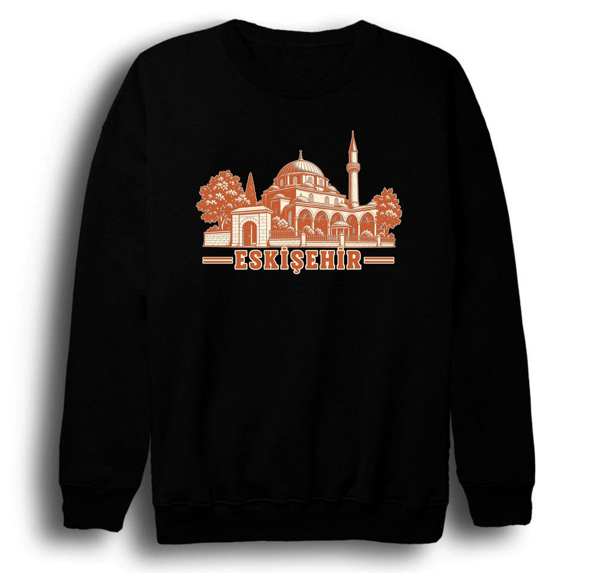 Eskişehir Kurşunlu Külliyesi baskılı siyah sweatshirt
