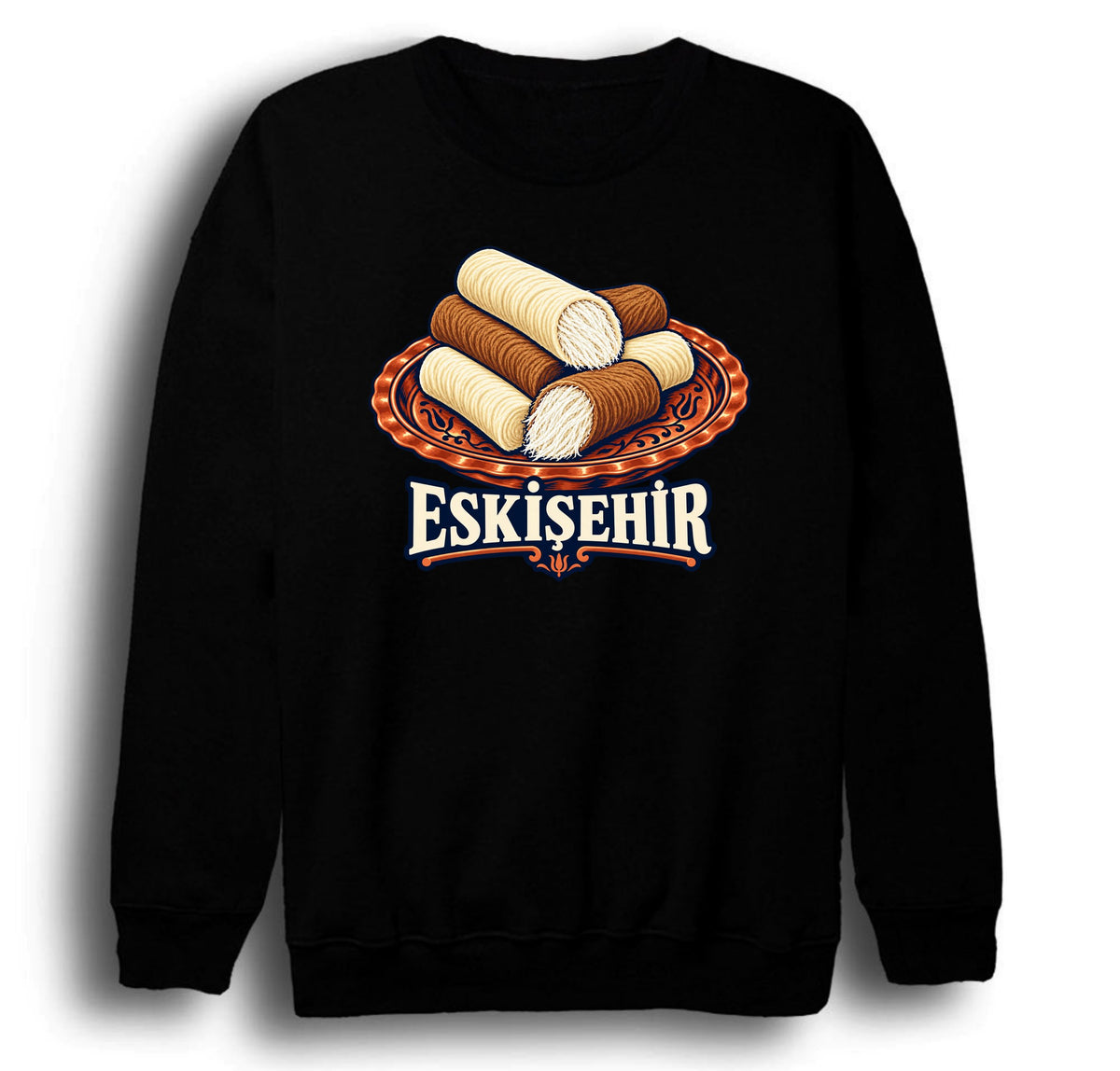 Eskişehir Met Helvası baskılı siyah sweatshirt