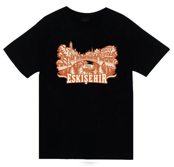 Eskişehir Porsuk Çayı baskılı siyah t-shirt