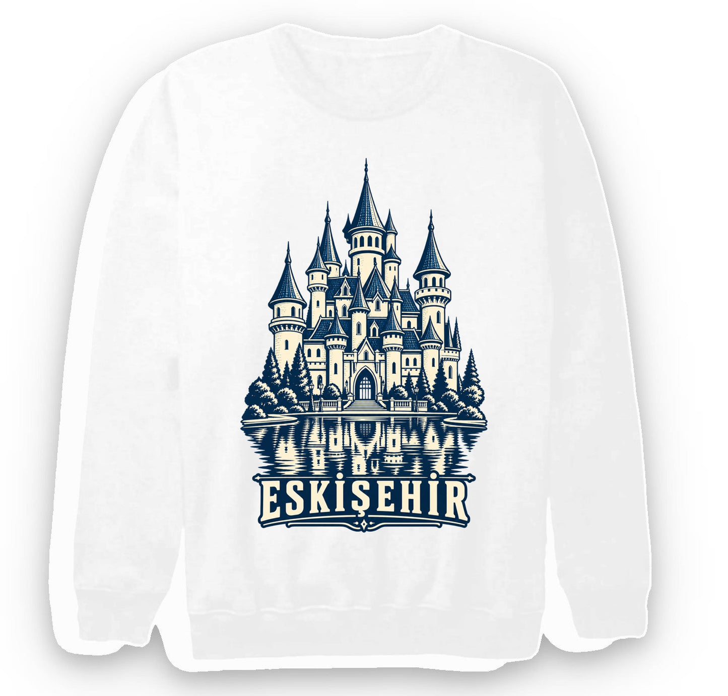 Eskişehir Sazova Masal Şatosu baskılı beyaz sweatshirt