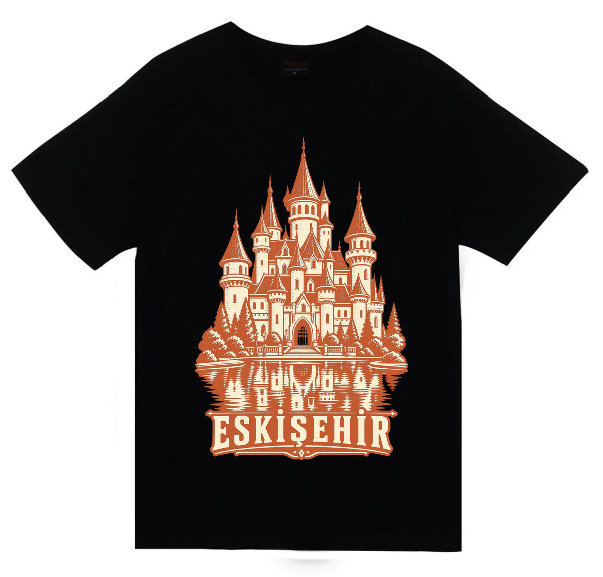 Eskişehir Sazova Masal Şatosu baskılı siyah t-shirt