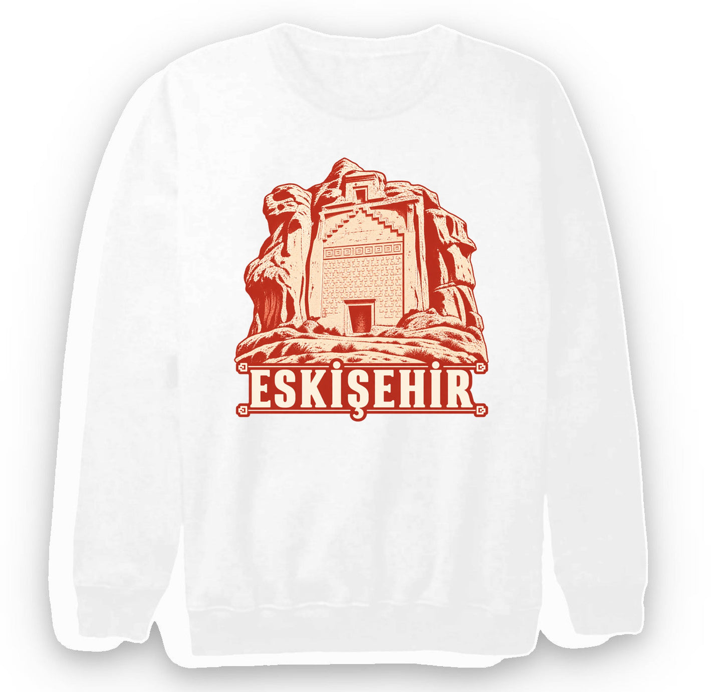 Eskişehir Yazılıkaya Midas Anıtı baskılı beyaz sweatshirt