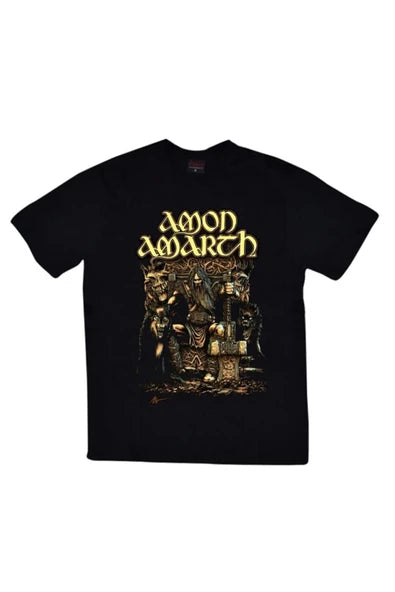 fame-stoned  Amon Amarth Baskılı Unisex %100 Pamuk Siyah T-shirt