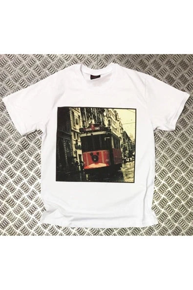 fame-stoned  İstanbul Baskılı Unisex %100 Pamuk Beyaz T-shirt