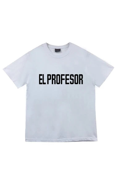 fame-stoned  El Profesor La Casa De Papel Baskılı Unisex %100 Pamuk Beyaz T-shirt