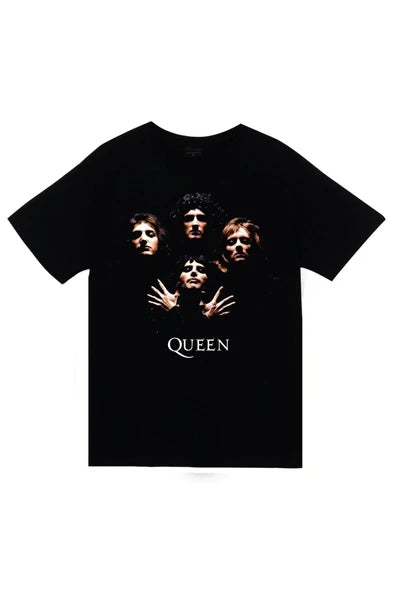 fame-stoned Queen Baskılı Unisex %100 Pamuk Siyah T-shirt