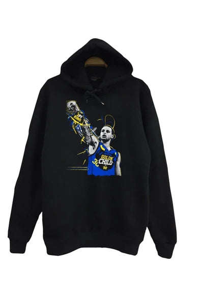 Golden State baskılı siyah kapüşonlu sweatshirt