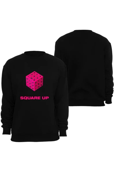 Blackpink ( Kpop , Black Pink ) Square Up album pembe baskılı siyah sweatshirt