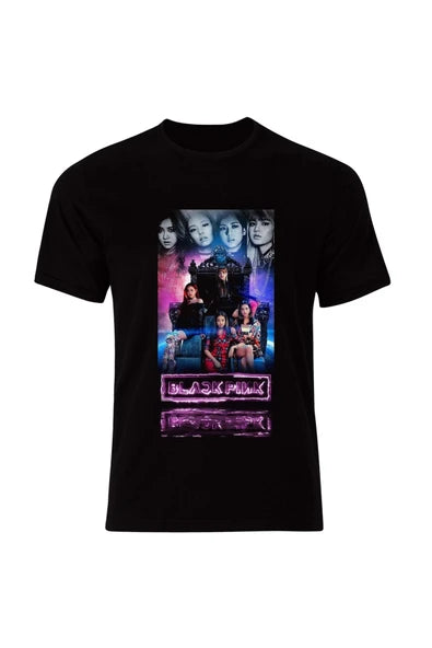fame-stoned  Blackpink ( K-pop , Black Pink ) Özel Tasarım Unisex %100 Pamuk Siyah T-shirt