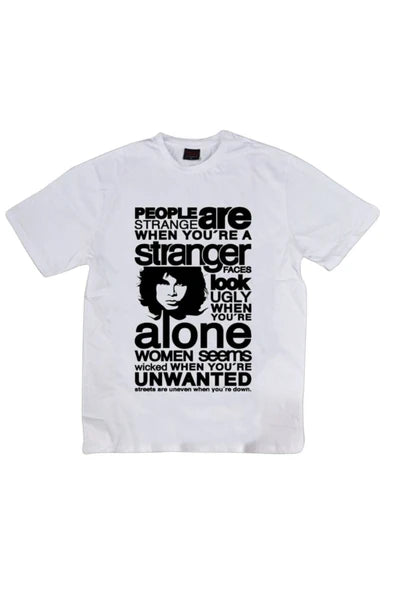 fame-stoned  The Doors Baskılı Unisex %100 Pamuk Beyaz T-shirt