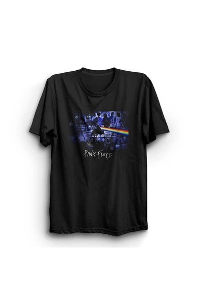 fame-stoned  Pink Floyd Baskılı Unisex %100 Pamuk Siyah T-shirt