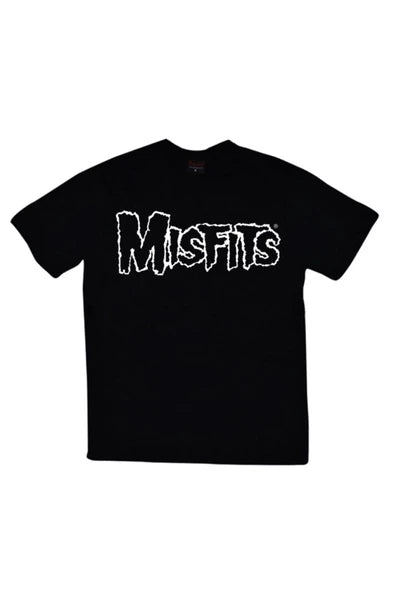 fame-stoned Misfits Baskılı Unisex %100 Pamuk Siyah T-shirt