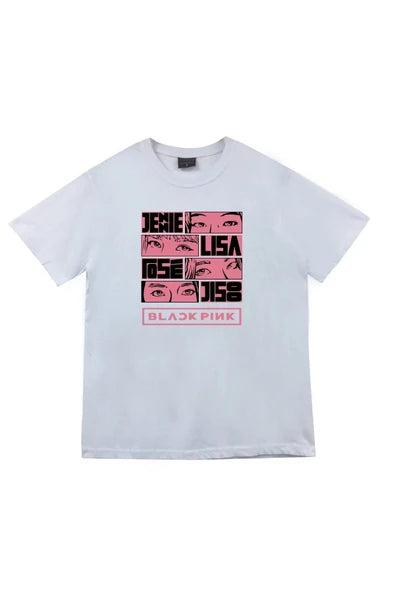 fame-stoned Blackpink Baskılı Unisex %100 Pamuk Beyaz T-shirt