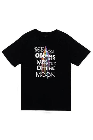 fame-stoned Pink Floyd Baskılı Unisex %100 Pamuk Siyah T-shirt