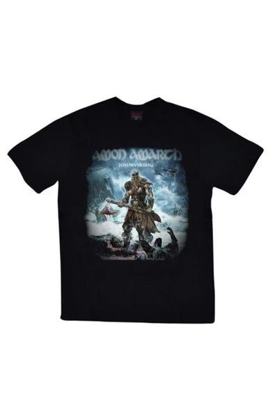 fame-stoned  Amon Amarth Baskılı Unisex %100 Pamuk Siyah T-shirt