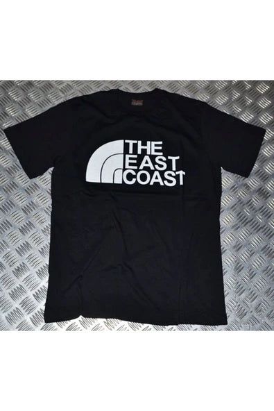 fame-stoned  The East Coast Baskılı Unisex Siyah %100 Pamuk T-shirt