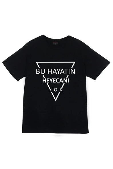 fame-stoned  Gazapizm Heyecanı Yok Baskılı Unisex Siyah %100 Pamuk T-shirt