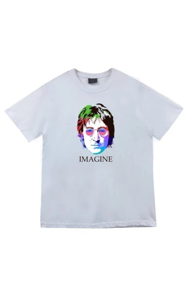 fame-stoned  The Beatles Baskılı Unisex %100 Pamuk Beyaz T-shirt