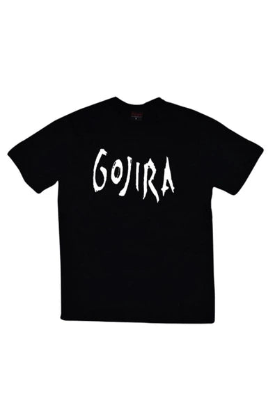fame-stoned  Gojira Baskılı Unisex %100 Pamuk Siyah T-shirt