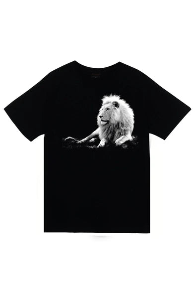 fame-stoned  Unisex Siyah Aslan Baskılı T-shirt