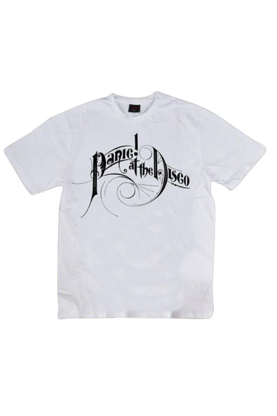fame-stoned  Panic At The Disco Baskılı Unisex %100 Pamuk Beyaz T-shirt