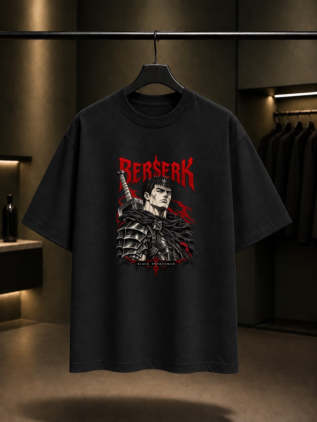 Berserk Guts Portre Tişört Siyah