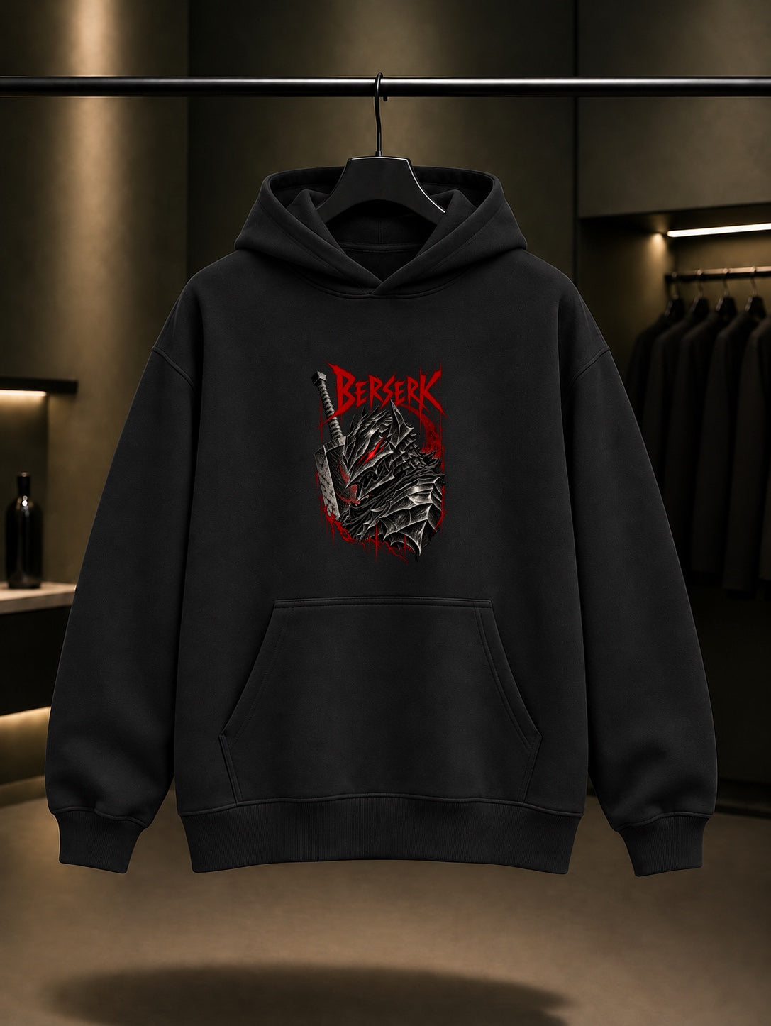 Berserk Berserker Zırhı Kapüşonlu Sweatshirt Siyah