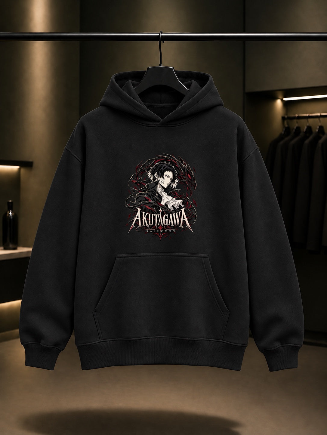 Bungou Stray Dogs Akutagawa Rashomon Kapüşonlu Sweatshirt Siyah