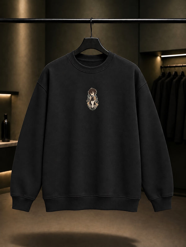 Bungou Stray Dogs Mini Dazai Sweatshirt Siyah