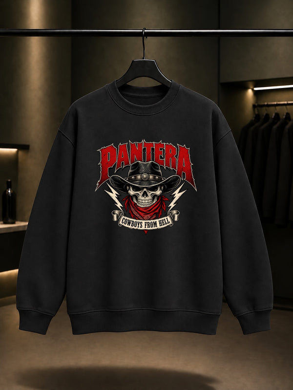 Pantera Cowboys from Hell Şimşek Arması Sweatshirt Siyah