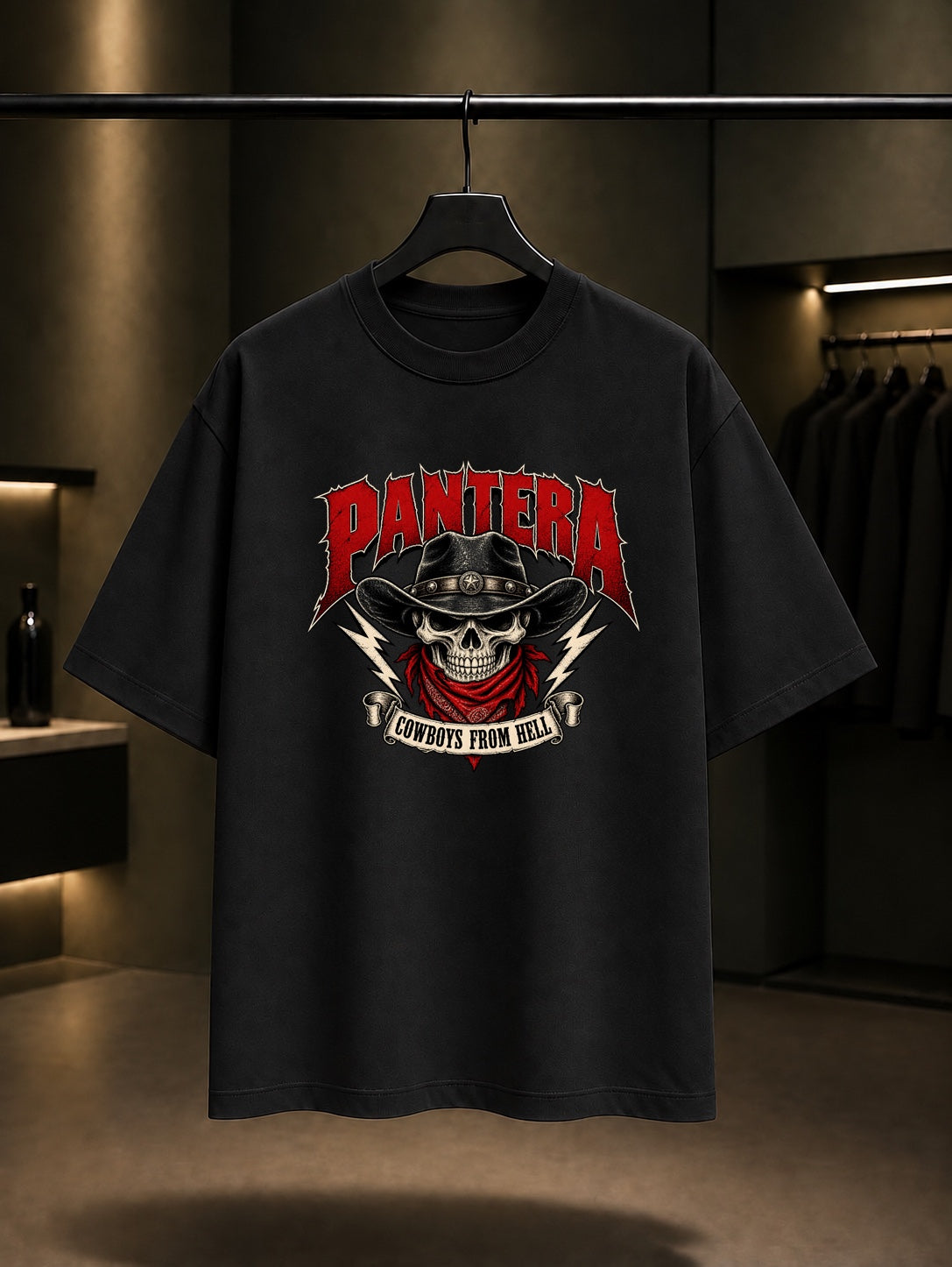 Pantera Cowboys from Hell Şimşek Arması Tişört Siyah