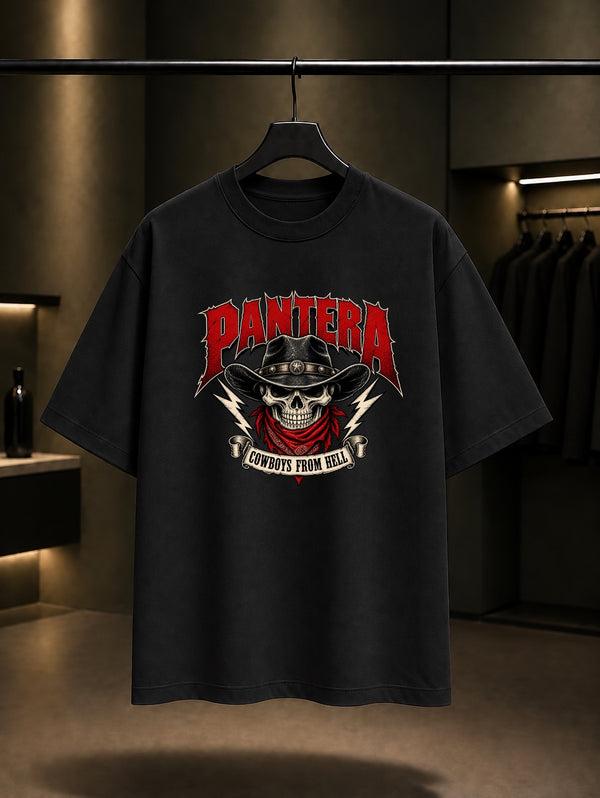 Pantera Cowboys from Hell Şimşek Arması Tişört Siyah