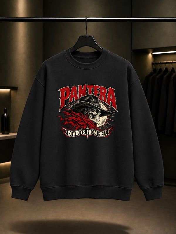 Pantera Cowboys from Hell Alevli Kovboy Sweatshirt Siyah