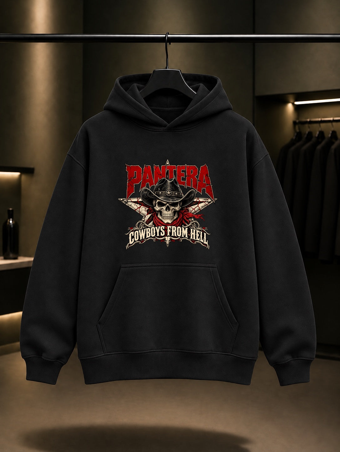 Pantera Cowboys from Hell Kırık Yıldız Kapüşonlu Sweatshirt Siyah