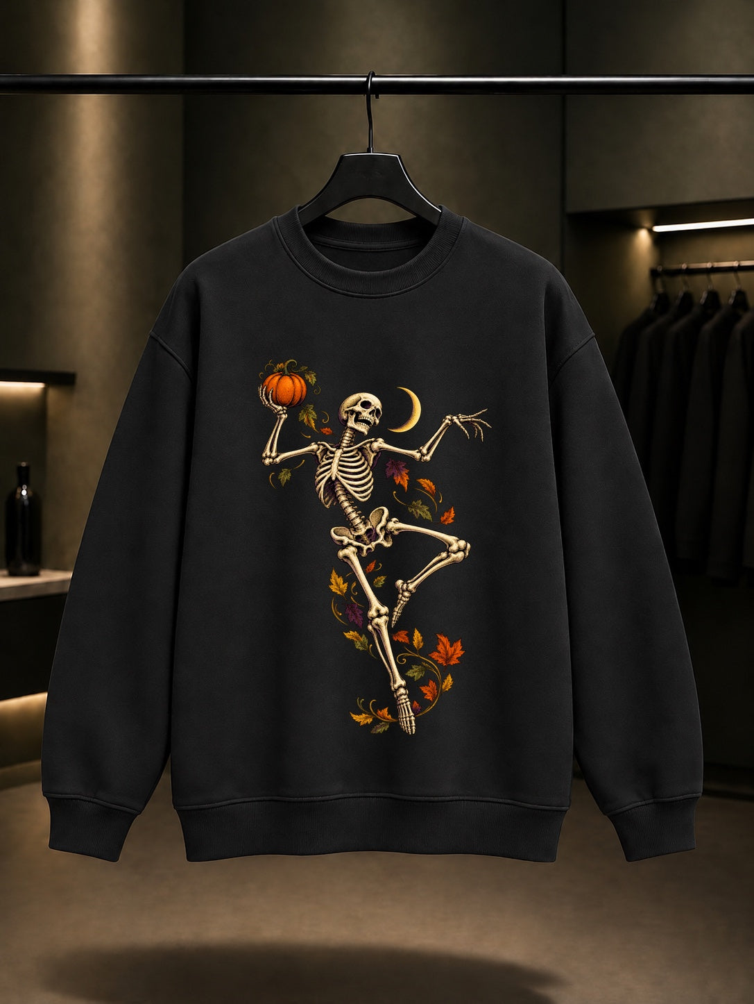 Halloween Skeleton Dance Sweatshirt Siyah