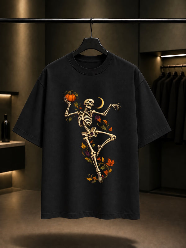 Halloween Skeleton Dance Tişört Siyah