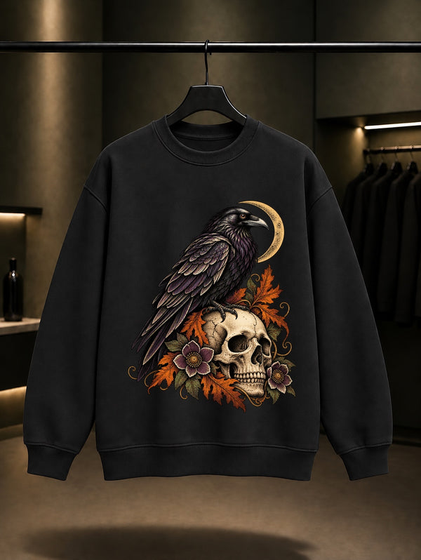 Halloween Raven Reliquary Sweatshirt Siyah