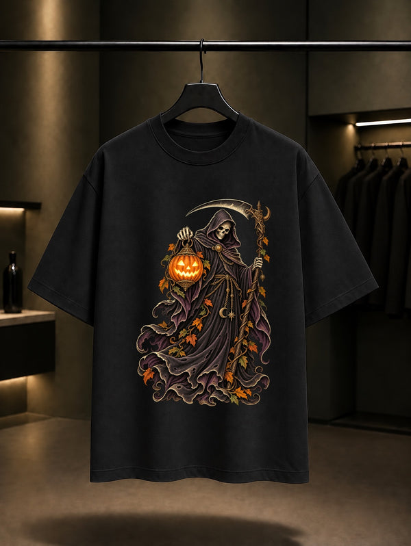 Halloween Lantern Reaper Tişört Siyah